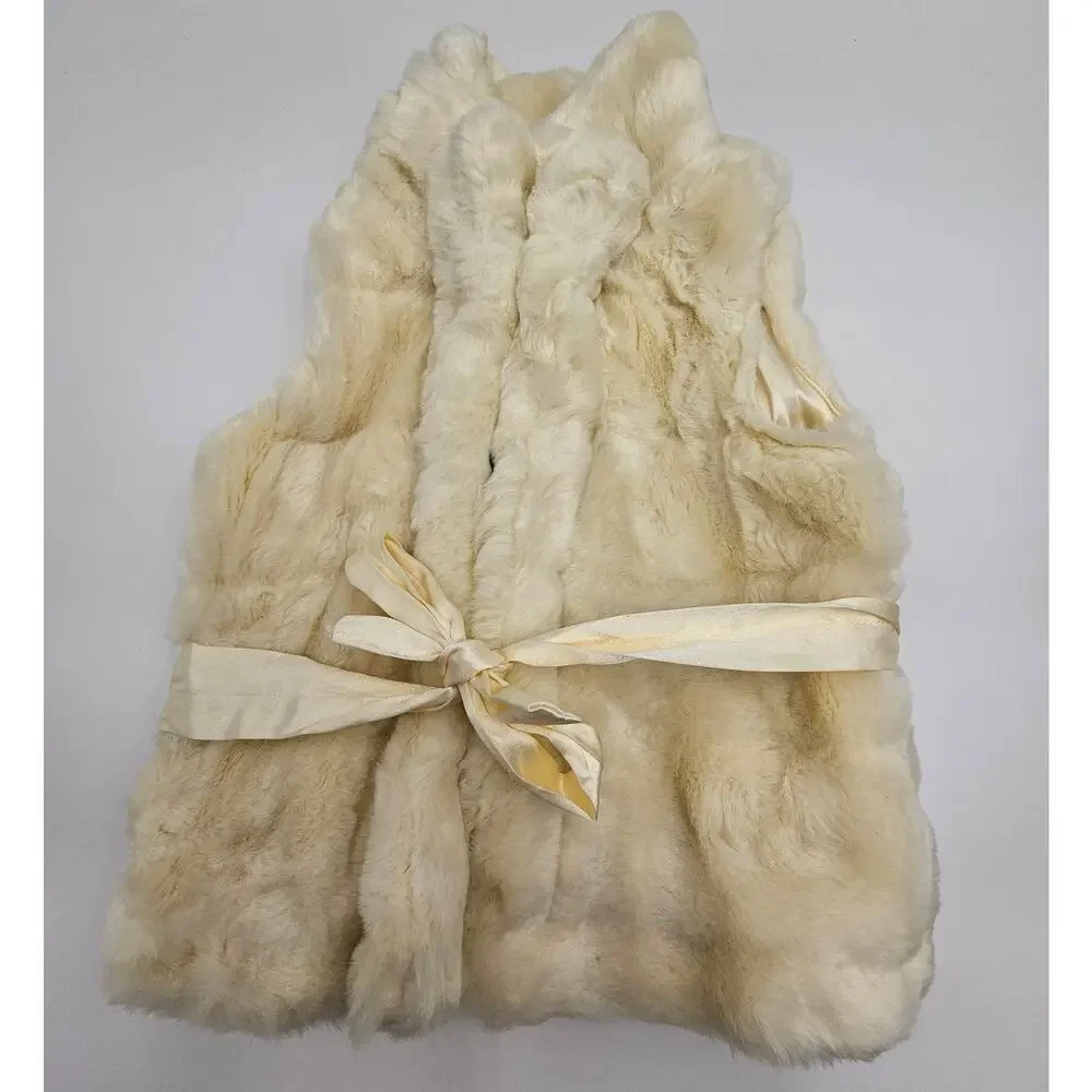 2 Gap Girl's Brown and Ivory Faux Fur Fancy Vests